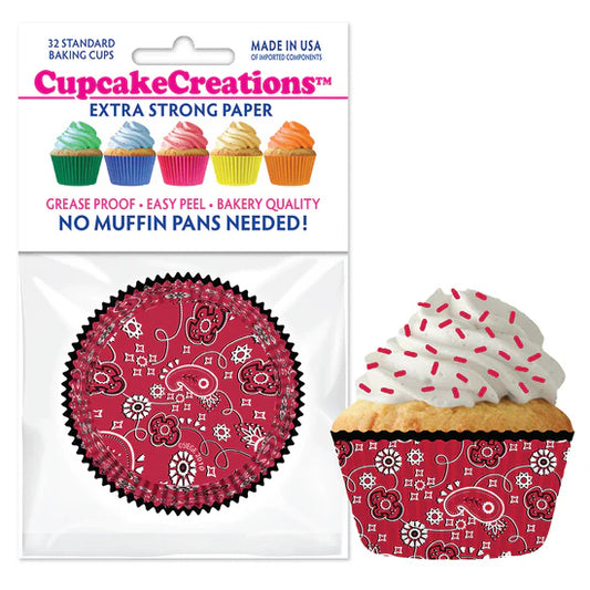 Red Bandana Baking Cups - Cupcake Creations