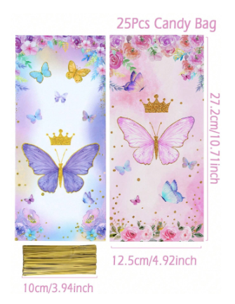 Pink, Purple Butterfly Treat Bags