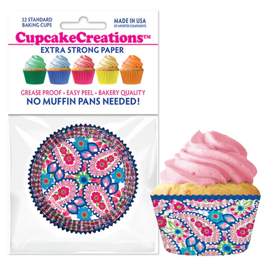 Pink Paisley Baking Cups - Cupcake Creations