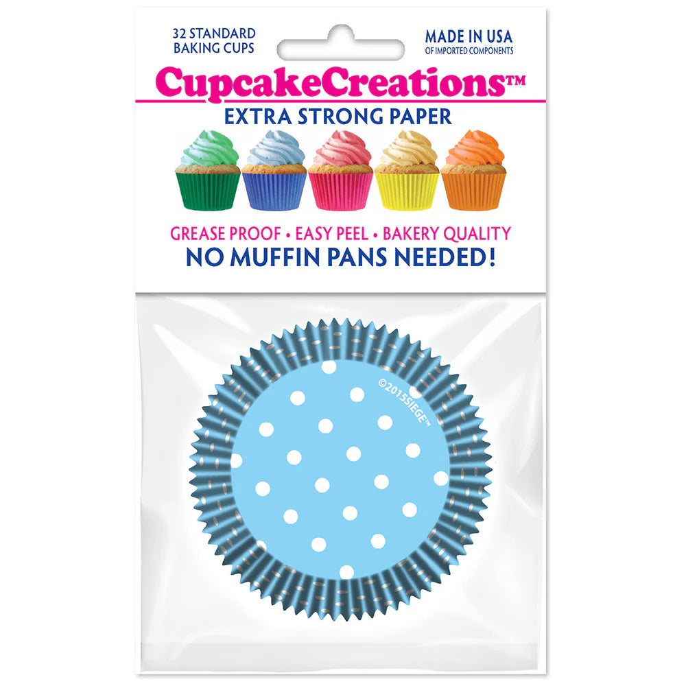 Light Blue Polka Dot Cupcake Liners