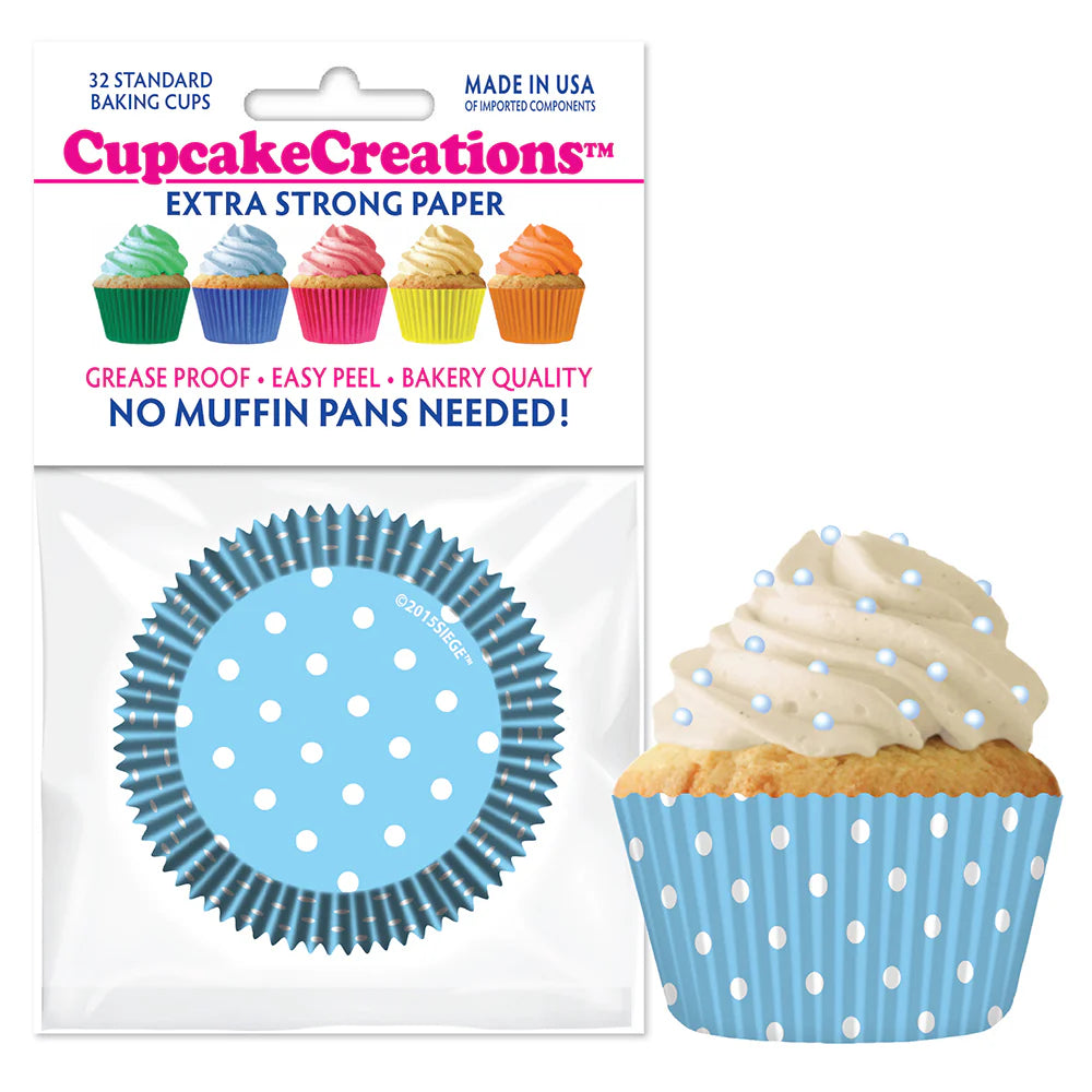 Light Blue Polka Dot Cupcake Liners