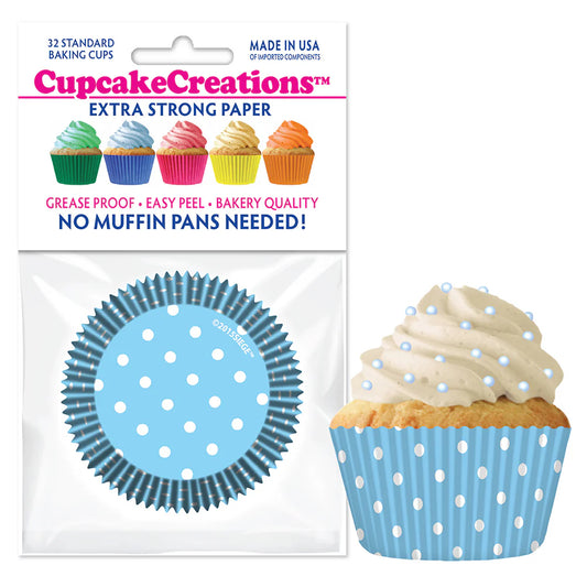 Light Blue Polka Dot Cupcake Liners