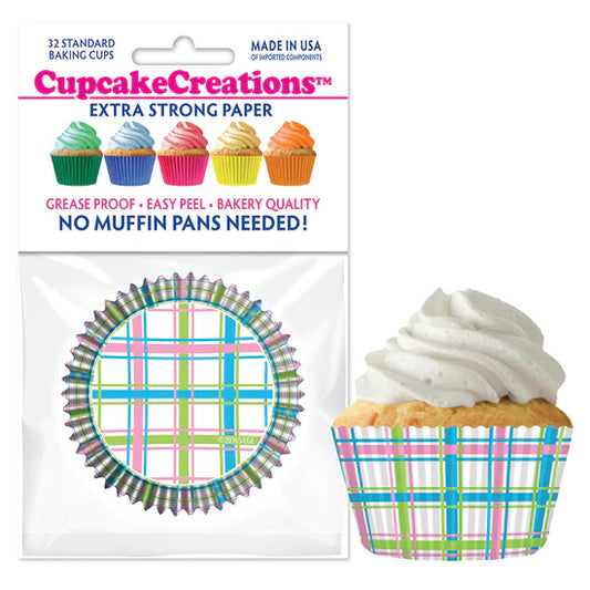 Pastel Plaid Baking Cups - Cupcake Creations