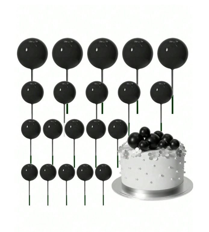 50pcs Black Foam Cake Topper