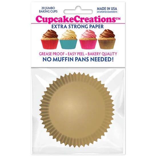 Jumbo Gold Baking Cups - Cupcake Creations