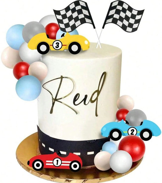 25 PCS Race Car Birthday Cake Topper
