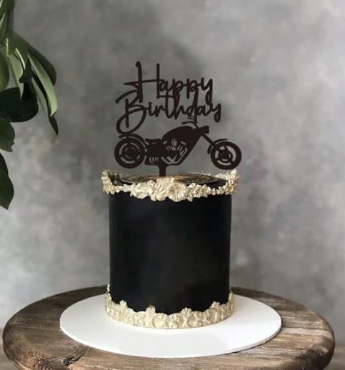 1pc Acrylic Black Motorcycle Cake Topper