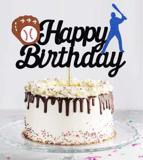 Baseball Pattern Birthday Cake Topper