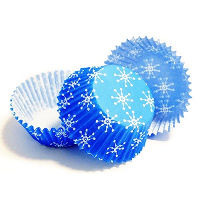 Paper Baking Cases - Mini, Snowflakes Pk/100