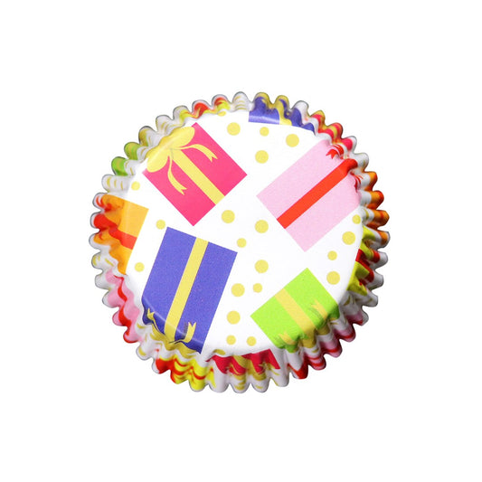 Christmas Foil-lined Cupcake Cases - Wrapped Presents (Pack of 30)