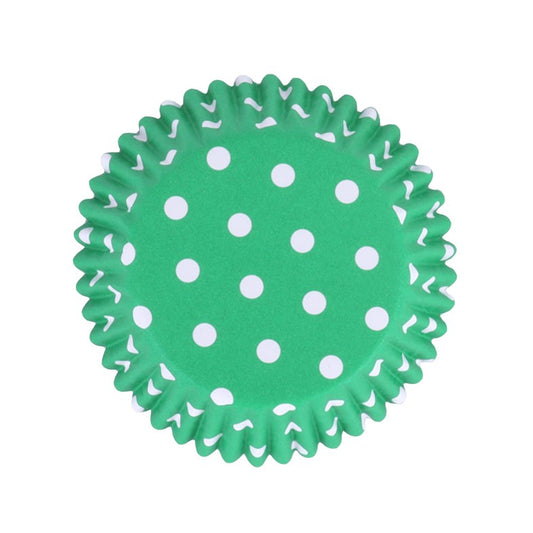 Green Polka Dot Cupcake Liners
