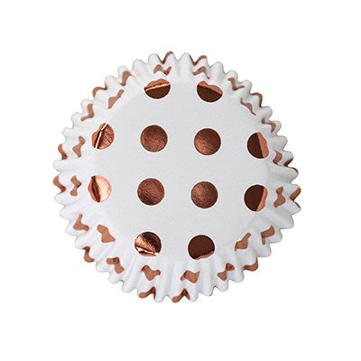 Cupcake Cases Foil Lined - Rose Gold Foil Polka Dots Pk/30