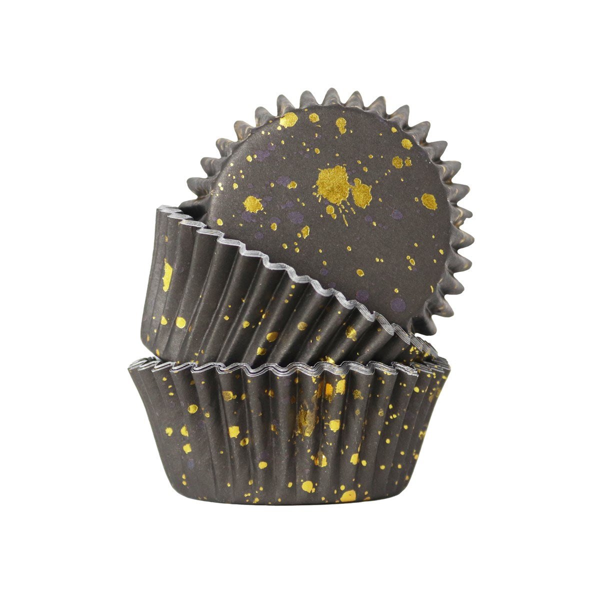 Cupcake Cases Foil Lined – Black,Blue & Gold Flecks Pk/30