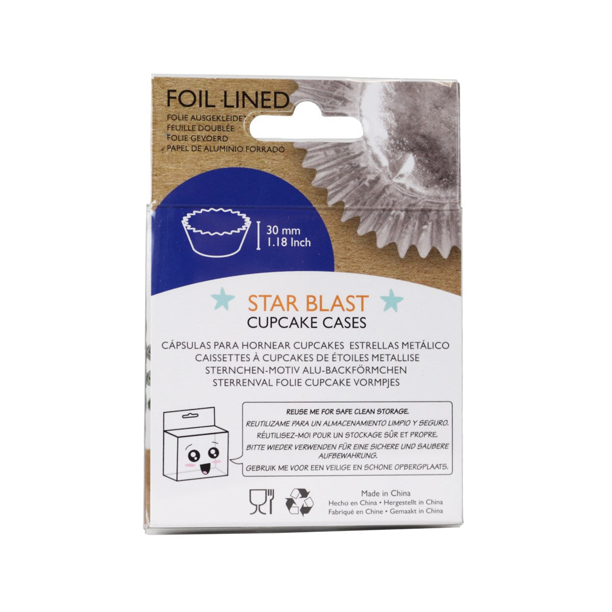 Cupcake Cases Foil Lined – Star Blast Pk/30