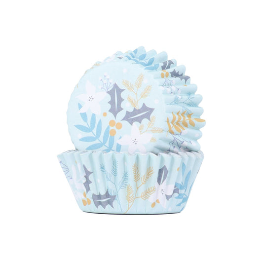 Cupcake Cases Foil Lined - Christmas Floral Festives