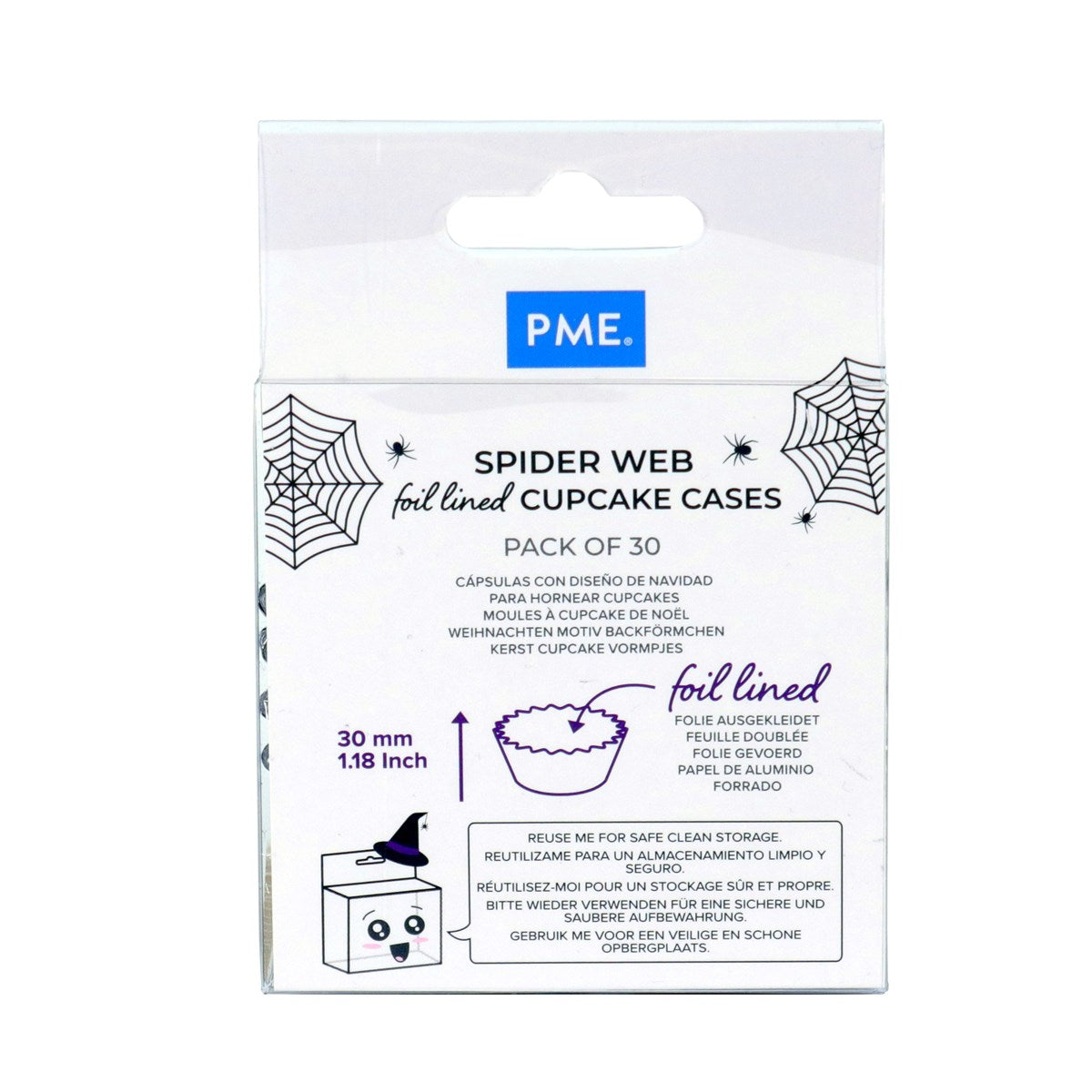 Halloween Foil-lined Cupcake Cases - Spiderwebs (Pack of 30)
