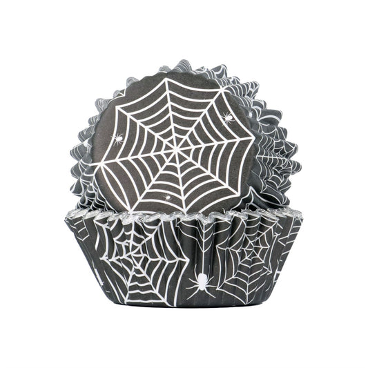 Halloween Foil-lined Cupcake Cases - Spiderwebs (Pack of 30)