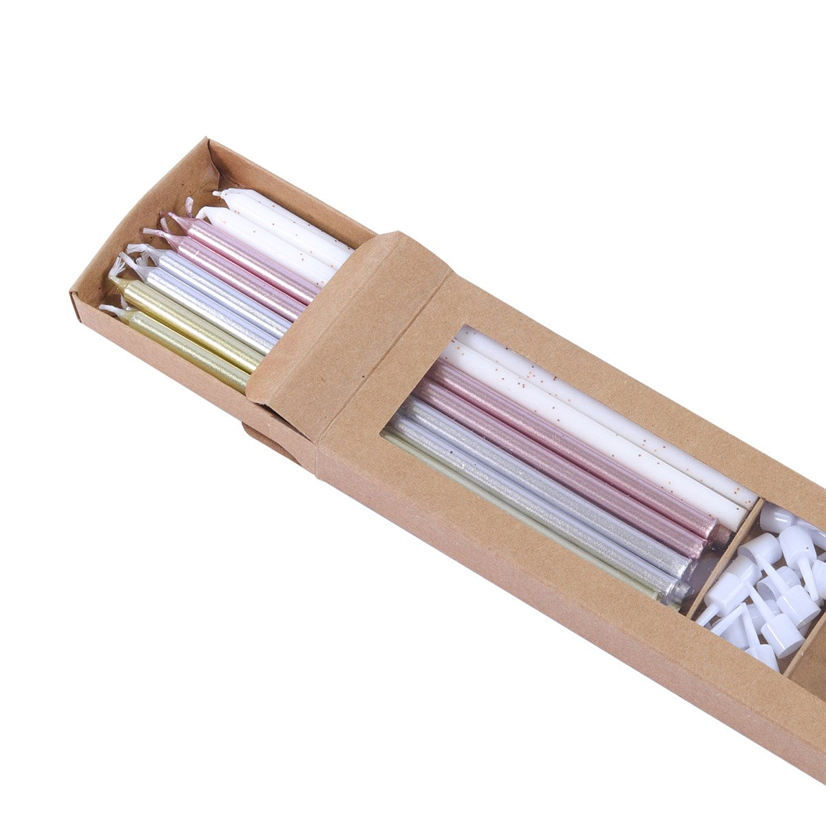 Mixed Assortment Metallic Candles with Holders