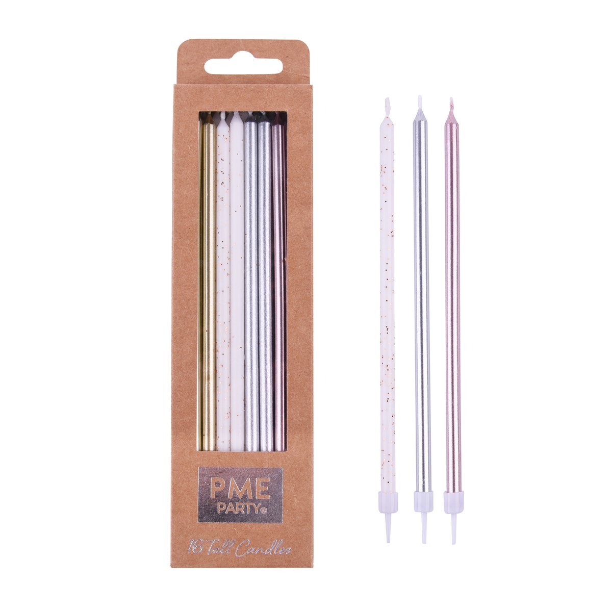 Mixed Assortment Metallic Candles with Holders