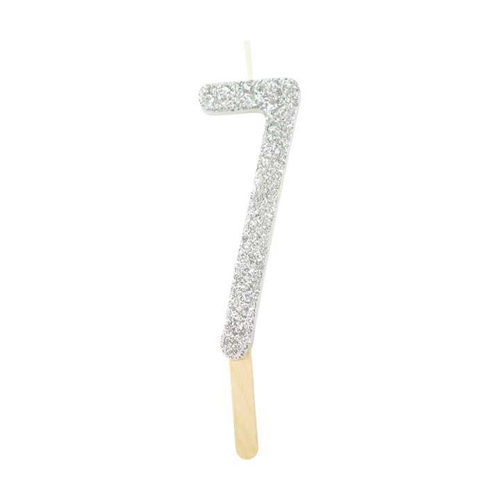 Silver Glitter Number Candles