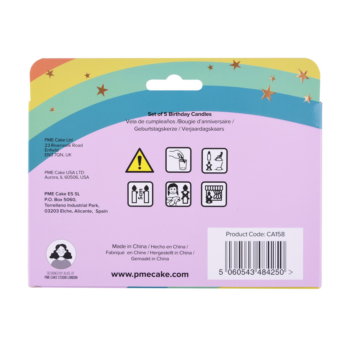 Candle Set of 5 - Rainbow