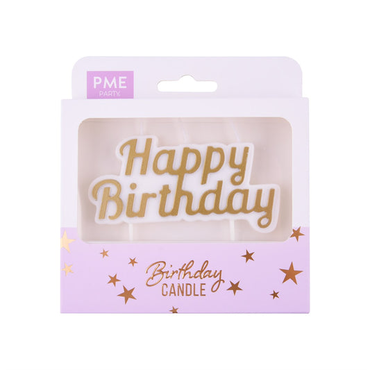 Candle Topper - Happy Birthday Gold