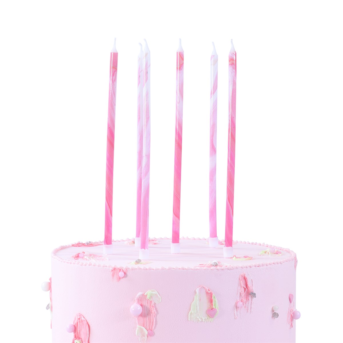 Candles Tall - Pink Marble Pk/6