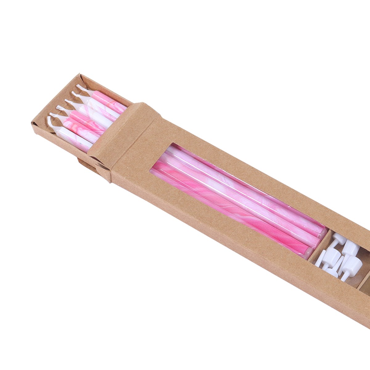 Candles Tall - Pink Marble Pk/6