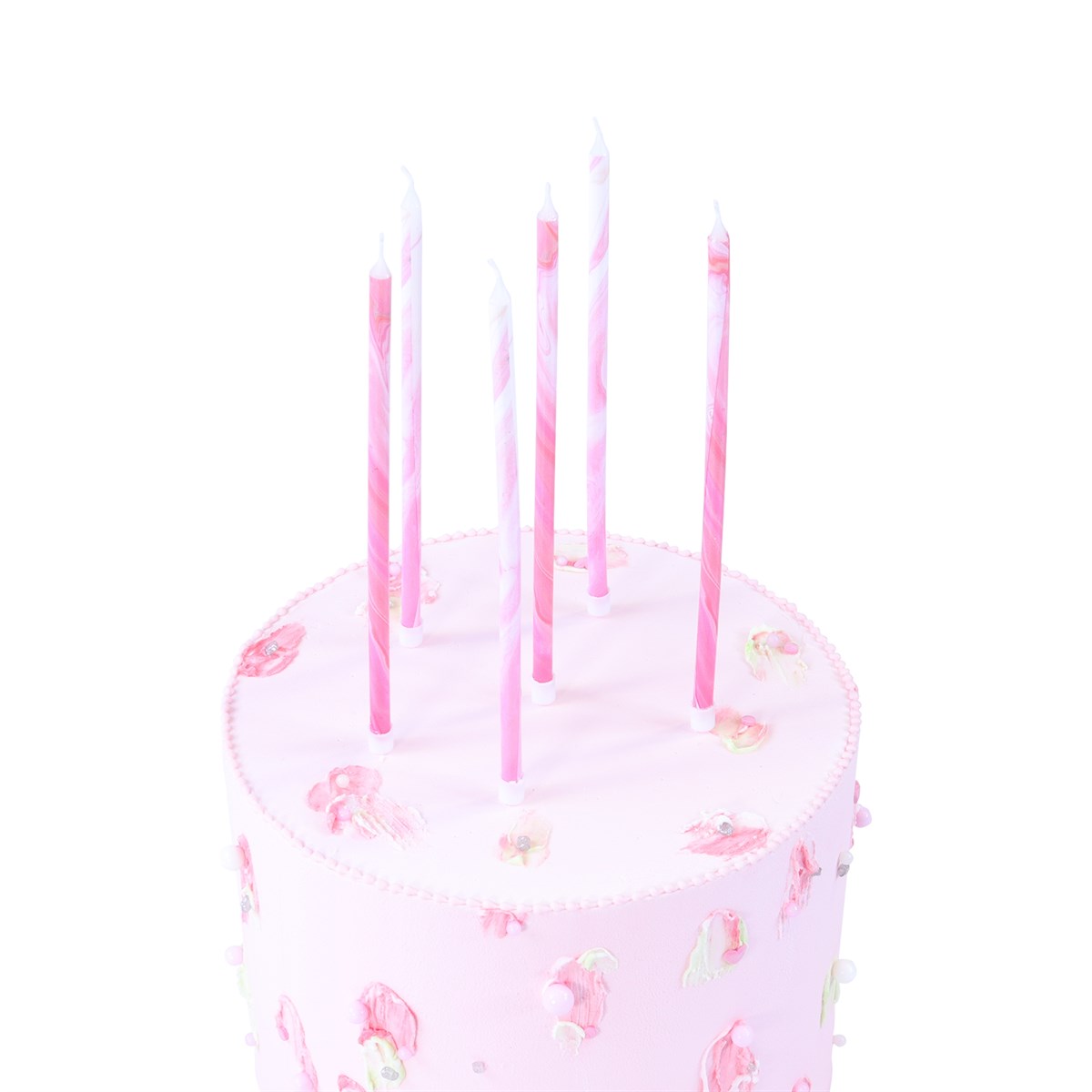 Candles Tall - Pink Marble Pk/6