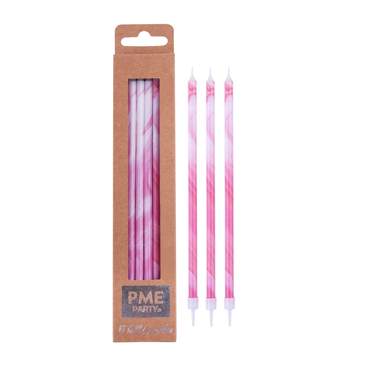 Candles Tall - Pink Marble Pk/6