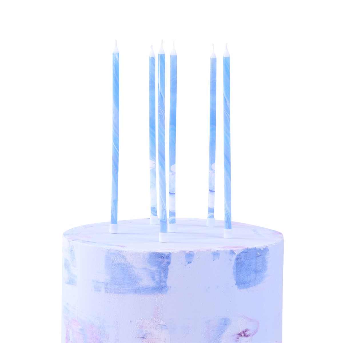 Candles Tall - Blue Marble Pk/6