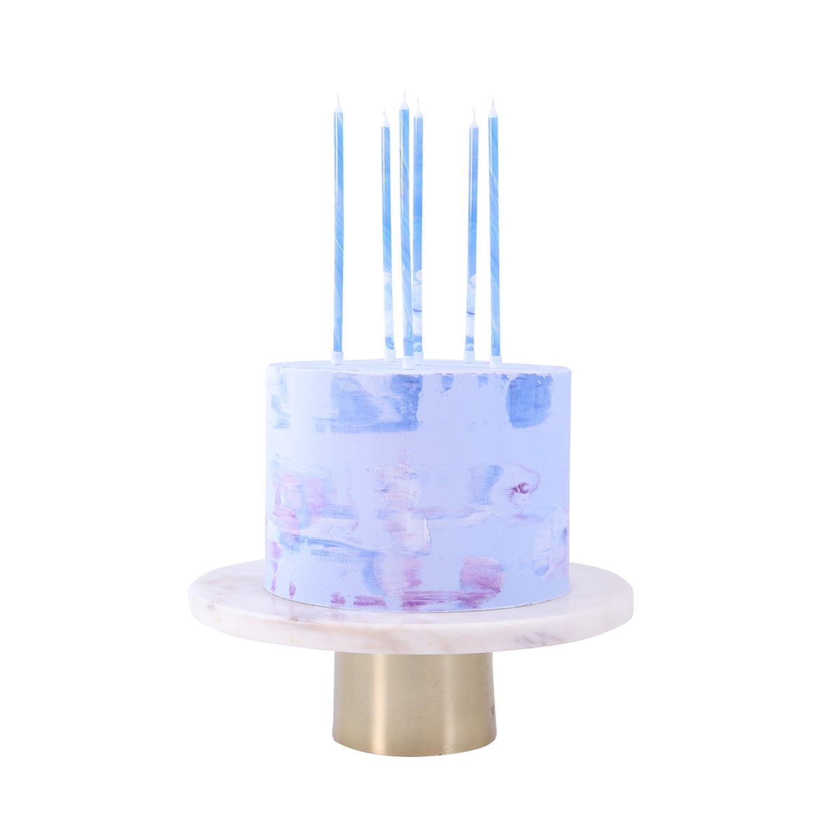 Candles Tall - Blue Marble Pk/6
