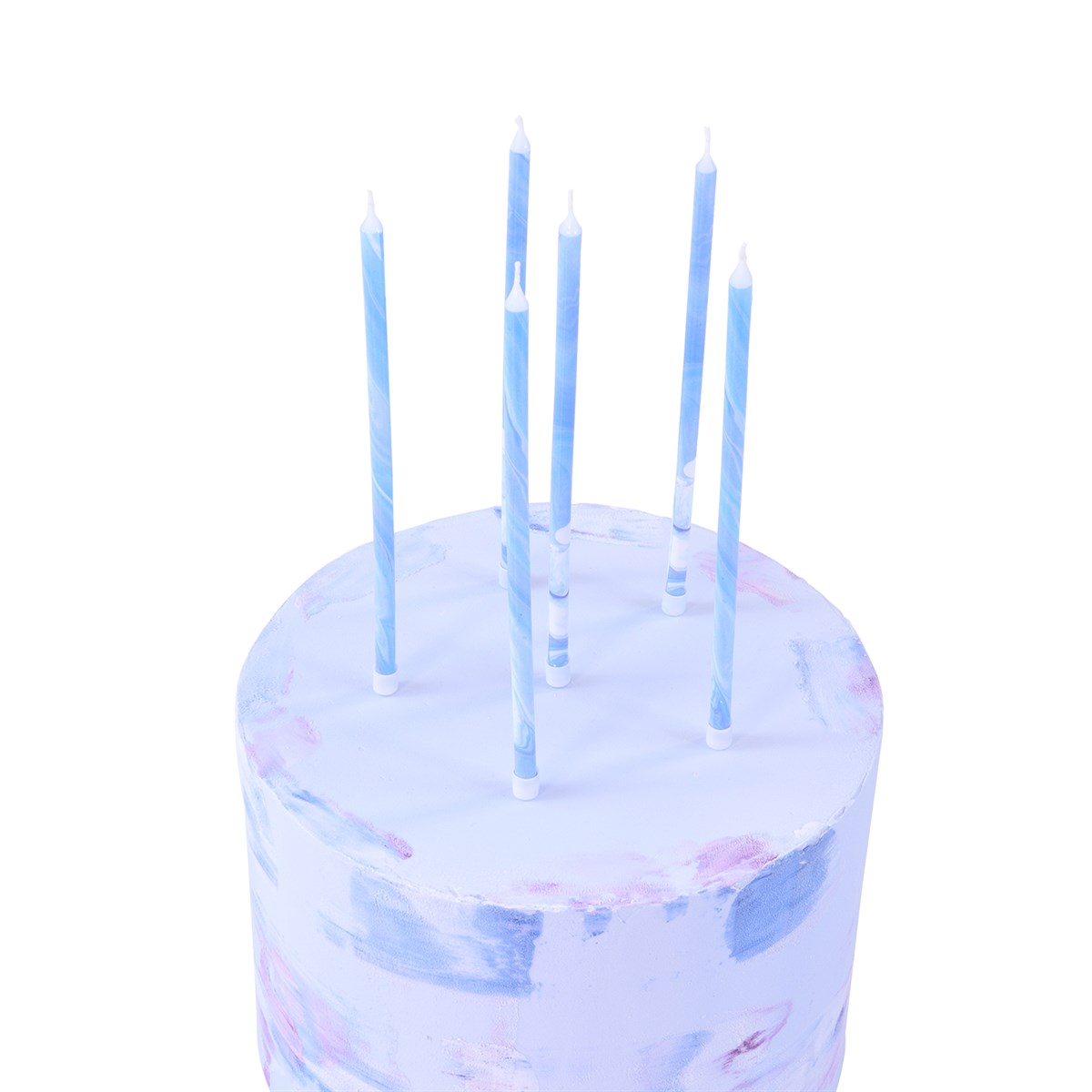 Candles Tall - Blue Marble Pk/6