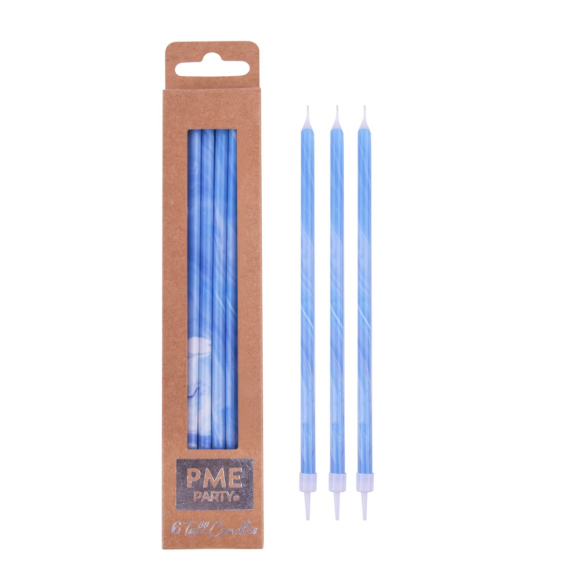 Candles Tall - Blue Marble Pk/6