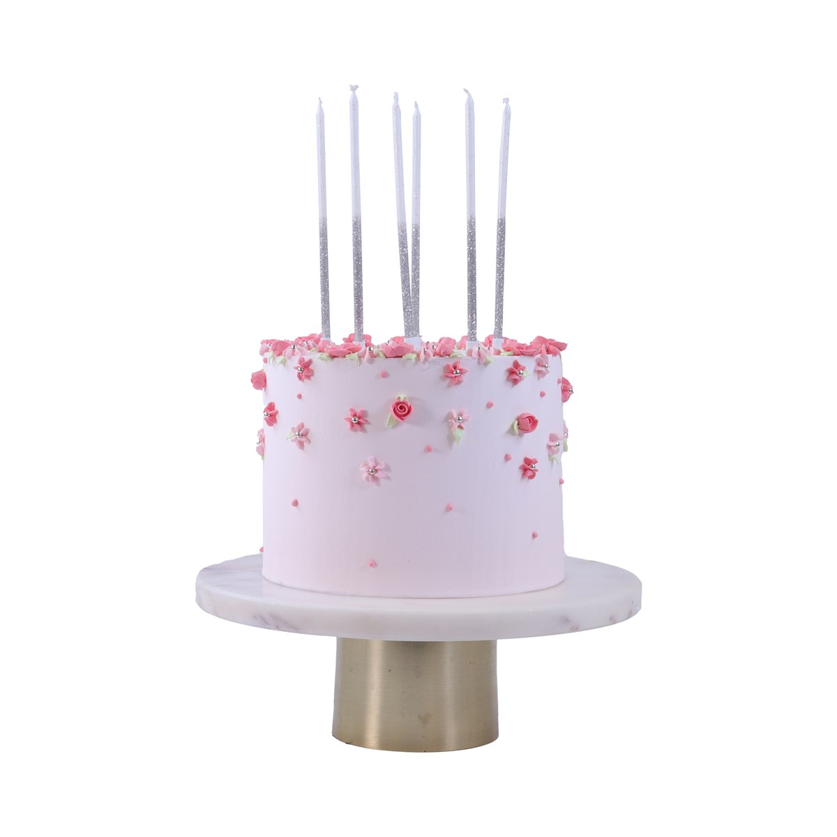 Candles Tall - Silver Glitter Pk/16