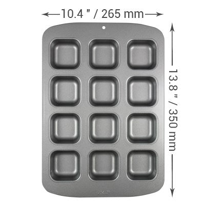 Non Stick - 12 Cup Mini Square Cake Pan (35 X 26.5 X 3cm / 13.8 X 10.4 X 1.2”)