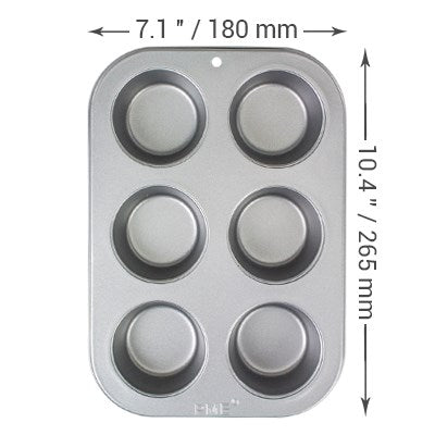 Non Stick - 6 Cup Muffin Pan (26.5 x 18 x 3cm / 10.4 x 7.1 x 1.2”)