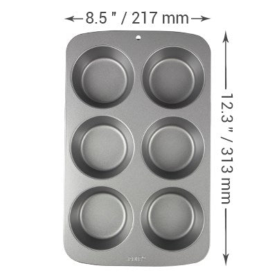 Non Stick - 6 Cup Large Muffin Pan (31.3 x 21.7 x 4cm / 12.3 x 8.5 x 1.6”)