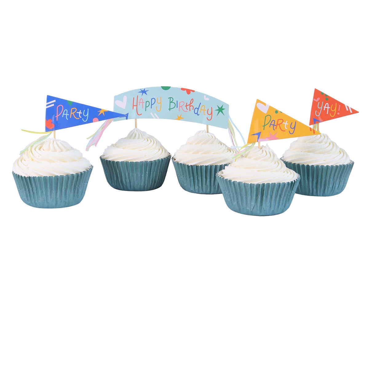Cupcake Set - Happy Birthday (24 Cases and Toppers)