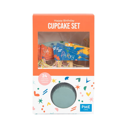Cupcake Set - Happy Birthday (24 Cases and Toppers)