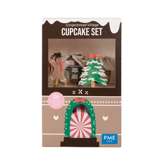 Cupcake Set - Gingerbread Village Christmas (24 Cases and Toppers)