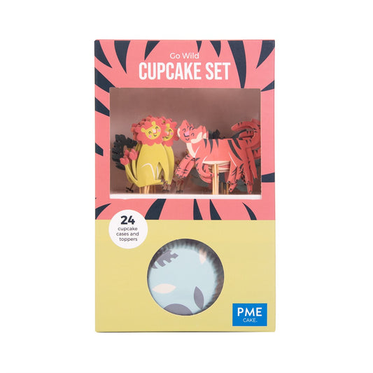 Cupcake Set - Go Wild Safari Animals (24 Cases And Toppers)