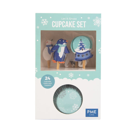 Cupcake Set - Let It Snow Christmas (24 Cases And Toppers)