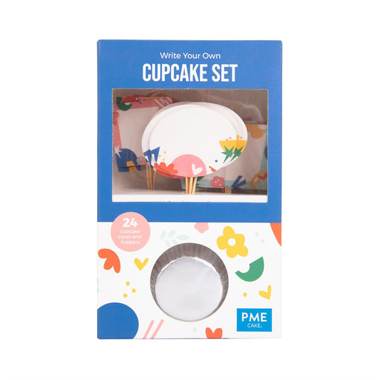 Cupcake Set - Write Your Own Message (24 Cases And Toppers)