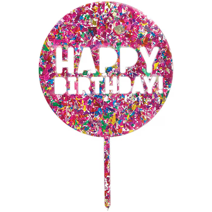 Confetti Happy Birthday Cake Topper