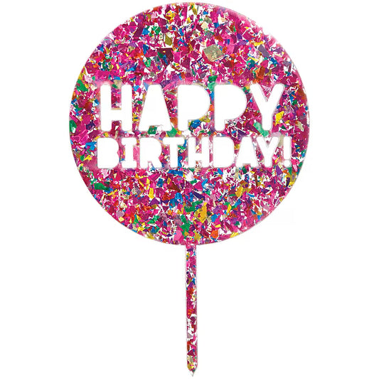 Confetti Happy Birthday Cake Topper