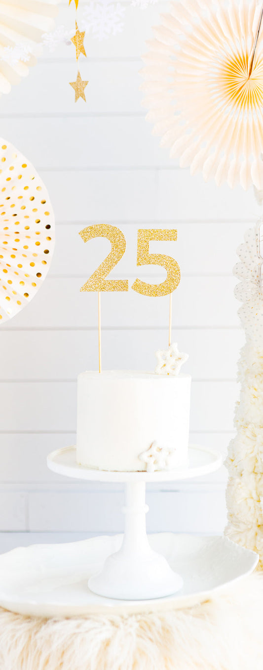Gold Glitter Number Picks