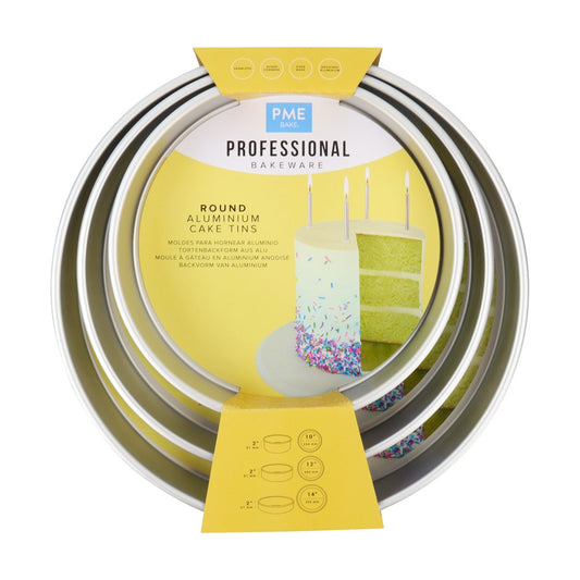 Round Cake Pans 10, 12, 14-Inch x 2-Inch Deep, Set of 3