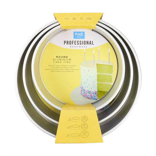 Round Cake Pans 10, 12, 14-Inch x 3-Inch Deep, Set of 3