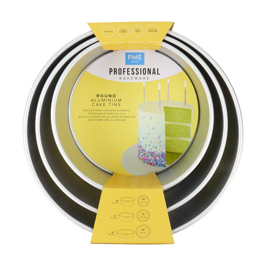 Round Cake Pans 10, 12, 14-Inch x 4-Inch Deep, Set of 3